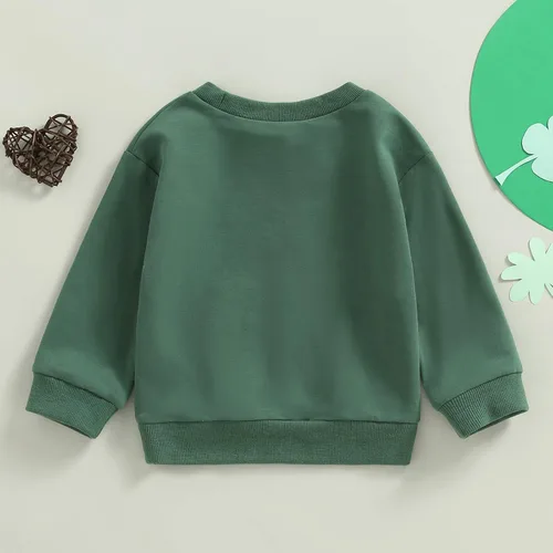 Vista 4 de AEEMCEM Sudadera con estampado de letras, cuello redondo, manga larga, para el día de San Patricio, ropa de primavera