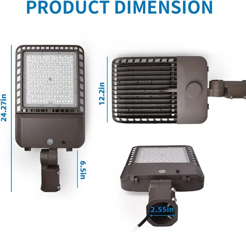 Vista 5 de Luz LED de estacionamiento de 300 W, ajustador deslizante ajustable, 39000LM 5000K iluminación exterior con fotocélula del atardecer al amanecer