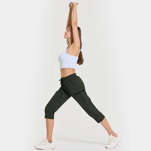 Vista 6 de ChinFun Pantalones capri de senderismo para mujer, de secado rápido, resistentes al agua, UPF 50+