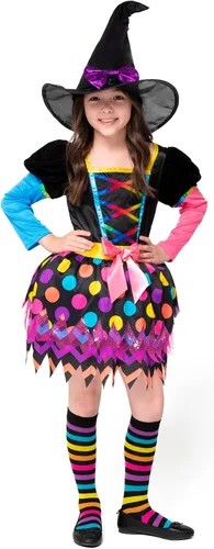 Vista 8 de Spooktacular Creations Disfraz de bruja Funky para niñas disfraz de tutú de bruja de cuento de hadas con sombrero disfraz de bruja malvada juego