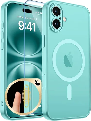 Vista 310 de zapica Funda magnética para iPhone Air, con protector de pantalla de vidrio templado, compatible con MagSafe, translúcida mate, a prueba de golpes