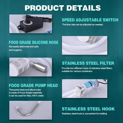 Vista 6 de Bomba eléctrica de transferencia de agua doméstica de 110V con velocidad ajustable para máquina de hielo, máquina de café, refrigeración por agua