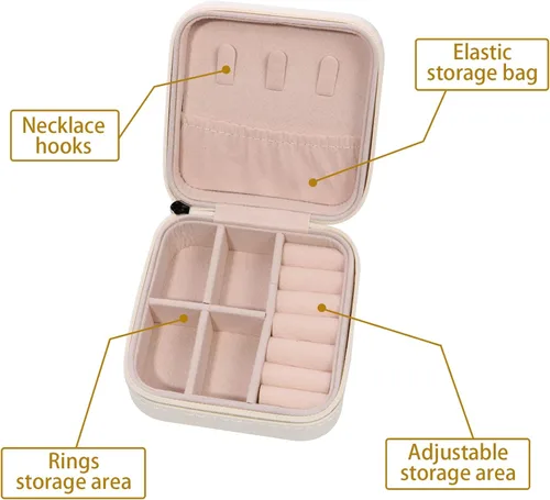 Vista 4 de Joyero pequeño, organizador de joyas de viaje, caja de joyería portátil de viaje, mini almacenamiento portátil, caja de almacenamiento para anillos