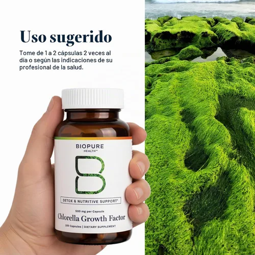 Vista 7 de Biopure Health Chlorella Growth Factor Vitalidad celular 100 porciones