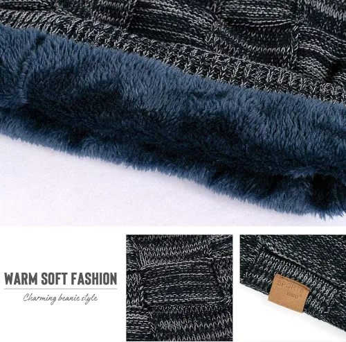 Vista 5 de Vgogfly Slouchy Beanie for Men Winter Hats for Guys Cool Beanies Mens Lined Knit Warm Thick Skully Stocking Binie Hat