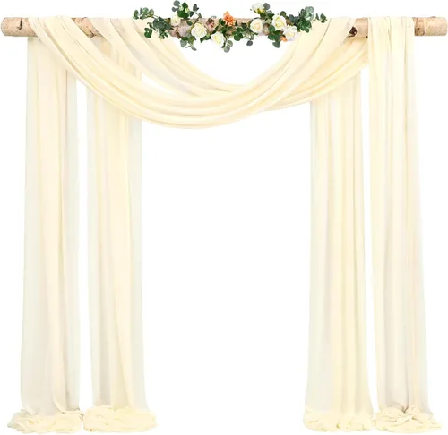 Vista 30 de Tela para Cubrir Arco de Boda, 4 Paneles 71 cm x 6,1 m Telas para Arco de Boda Azul Bebé para Ceremonia, Telas de Gasa para Decoración de Arco