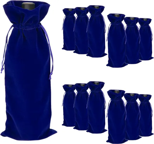 Vista 8 de TopTie 12 bolsas de terciopelo para botella de vino de 25.4 fl oz, bolsas de cordón de 6.3 x 15 pulgadas, accesorios de fiesta de boda