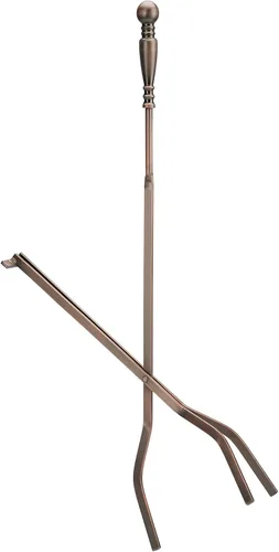 Vista 4 de UniFlame, Juego de herramientas para chimenea de bronce veneciano de 5 piezas con asas de bola Ball Handles
