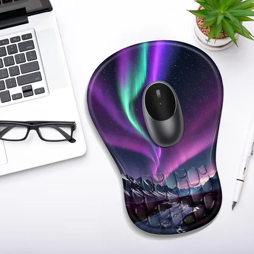 Vista 7 de YIWEI Alfombrilla de mouse ergonómica con soporte para muñeca, alfombrilla de mouse de espuma viscoelástica de gel para teclado de computadora