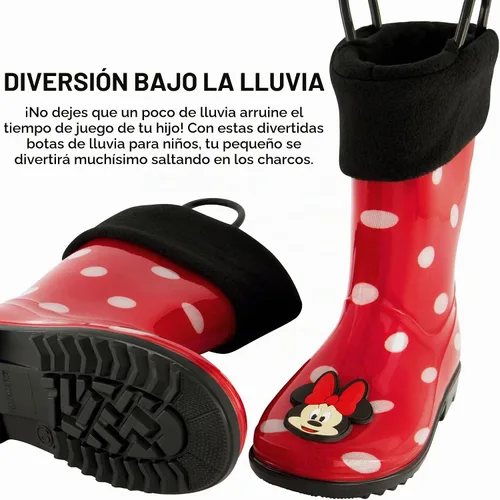 Vista 4 de Disney Botas de lluvia para niña con forro suave extraíble para nieve Minnie Mouse