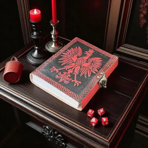 Vista 4 de Blank Spell Book of Shadows Leather Journal – Red Eagle Embossed Diary Celtic Knot Border Notebook Vintage Writing Journal, Sketchbook & Gift
