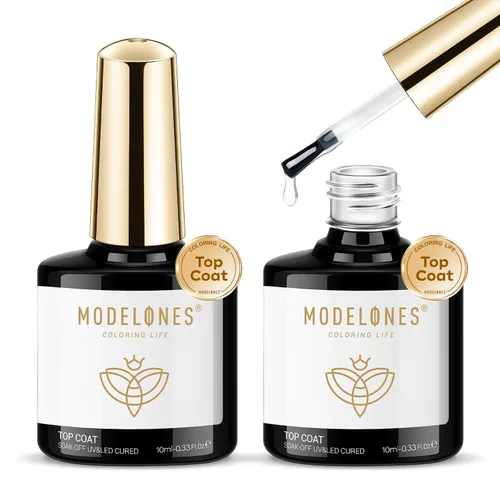 Vista 21 de modelones Juego de Base y Capa Superior para Esmalte de Uñas en Gel, 3 Piezas Base de Goma y Capa Superior de Gel Transparente Brillante y Mate a