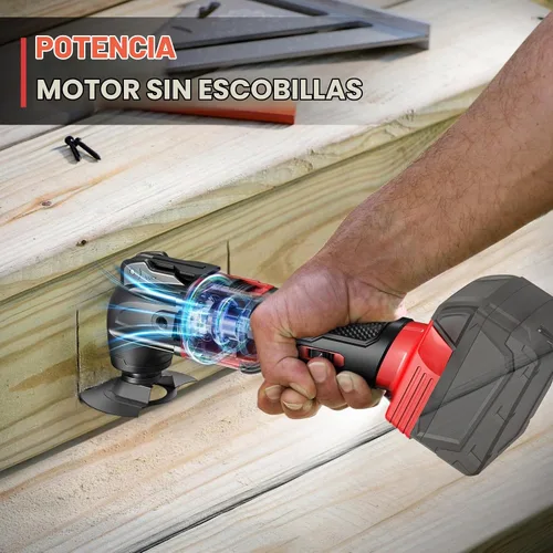 Vista 7 de Cerycose Herramienta oscilante inalámbrica compatible con batería Milwaukee de 18 V, 21000 OPM Max sin escobillas con mango auxiliar, Rojo
