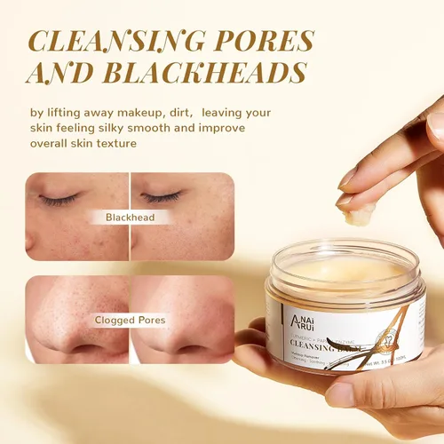 Vista 6 de ANAI RUI Bálsamo removedor de maquillaje de cúrcuma, bálsamo limpiador de cúrcuma, exfoliante facial para derretir maquillaje, limpieza de poros