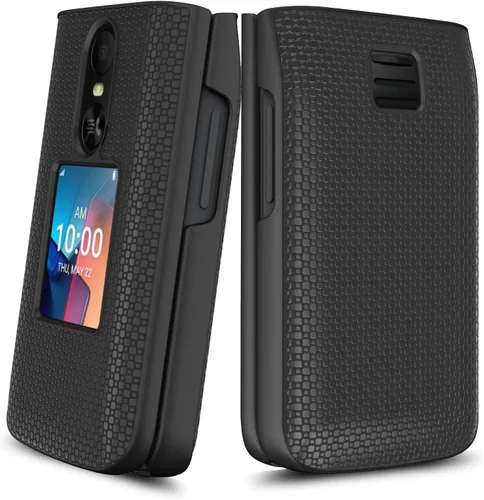 Vista 6 de Funda para teléfono TCL Flip 4 5G/T440 (2025) con protector de pantalla Cubierta protectora rígida delgada (negro)