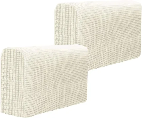 Vista 12 de VICASKY Juego de 2 fundas elásticas para reposabrazos de sofá, toallas para protección de sala de estar (gris claro)