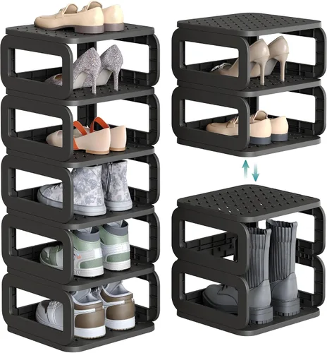Vista 9 de SONGMICS - Estante para zapatos, organizador de zapatos, 6 estantes, almacenamiento de zapatos, estante estrecho para entrada, estante abierto