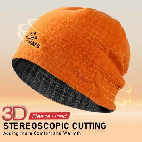 Vista 3 de Lvaiz - Gorro de invierno para hombre con forro polar cálido para hombre, reversible, resistente al viento, gorro de punto unisex