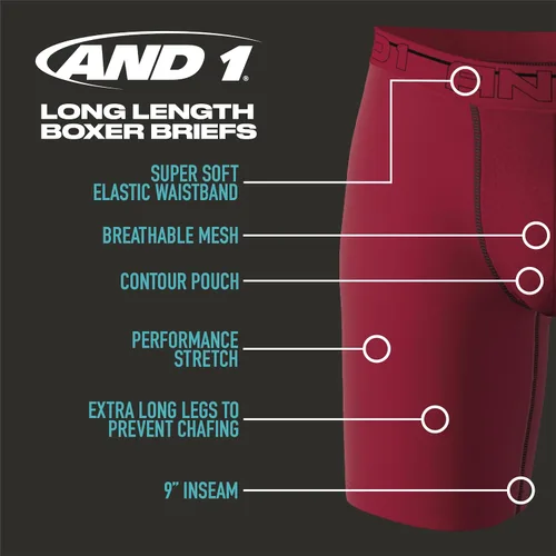 Vista 2 de AND1 Ropa interior para hombre Paquete de 6 calzoncillos de compresión de pierna larga (S-3XL)