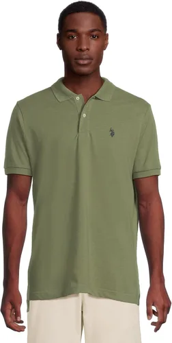 Vista 109 de Polo de piqué de algodón sólido para hombre con pequeño Pony Gris jaspeado