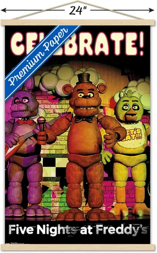 Vista 3 de Trends International Five Nights at Freddy's - Póster de pared de celebración, 22.375 x 34 pulgadas, paquete de impresión premium y colgador