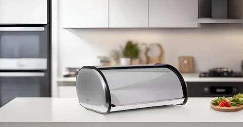 Vista 6 de HOME IT - Panera de acero inoxidable para encimera de cocina, tapa superior