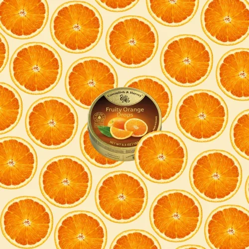 Vista 4 de Cavendish & Harvey Gotas duras de caramelo de naranja afrutada Lata de 5.3 onzas