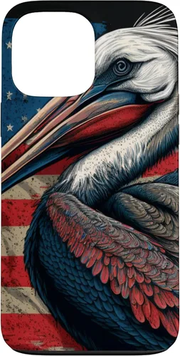 Vista 24 de Funda para iPhone 16 Pelican Bird Patriotic Vintage American Flag Pelícano