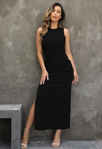 Vista 2 de LaSuiveur Vestido para mujer de vacaciones de verano para playa sin mangas y con corte alto