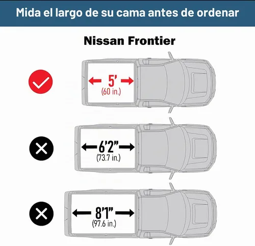 Vista 4 de Cubrecapotas rígida plegable para caja de camioneta compatible con Nissan Frontier 2005-2026, cama de 5 pies (60")