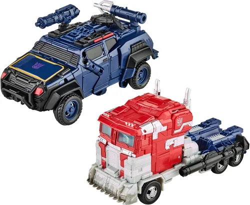 Vista 2 de Transformers: Paquete de 2 figuras de acción inspiradas en el videojuego Optimus Prime y Soundwave, figuras de 6.5 pulgadas convertibles, para niños