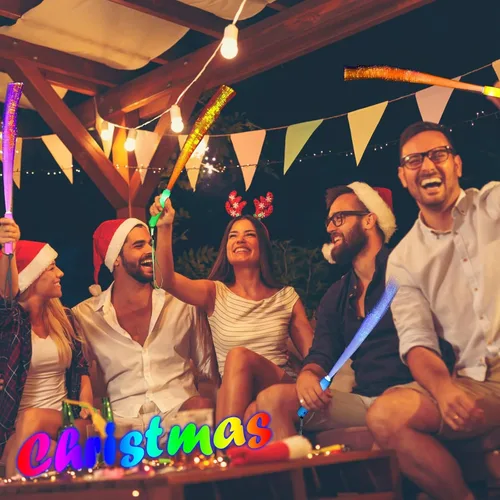 Vista 7 de BouQuw Glow Sticks Mardi Gras, suministros de fiesta que brillan en la oscuridad, 3 modelos de palos intermitentes, varitas de fibra óptica, palos