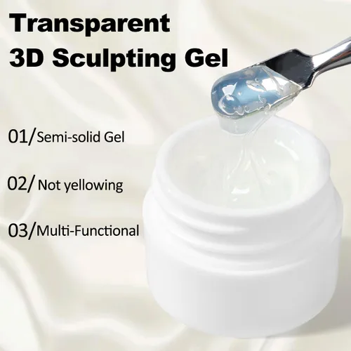 Vista 4 de Kit de gel de uñas 3D, gel esculpedor semisólido para frotar polvo de uñas cromado, pegar diamantes de imitación y pintura, geles UV que no se