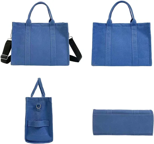 Vista 5 de Bolsos de mujer Bolsos de mano de gran capacidad Bolsas de compras Bolsas de hombro simples Bolsas de hombro Bolsas de mano negras Azul