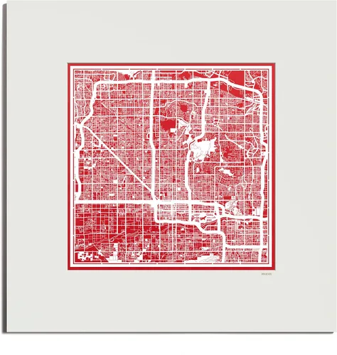 Vista 63 de O3 Design Studio San Diego, CA Paper Cut Map Matted Grey 20x20 in Paper Art