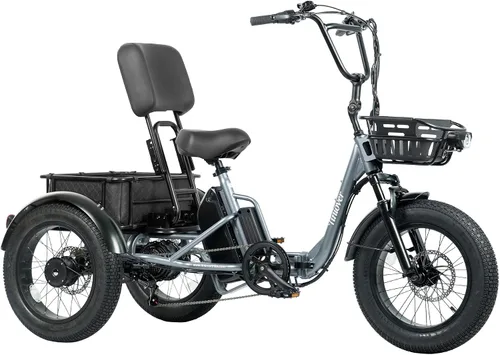 Vista 13 de Folding Electric Tricycle for Adults 2 Seater, 20MPH 100 Miles 4" Wide Fat Tire Electric Trike, 3 Wheel Electric Bike 1200W, 48V 20AH Battery