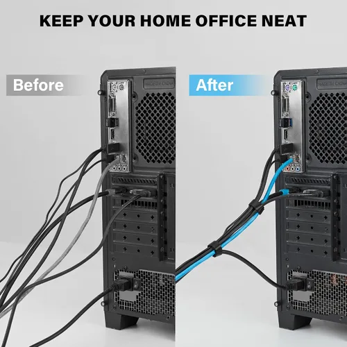 Vista 5 de Rollo de gancho y bucle de 48 pies x 1/2 pulgadas, bridas de sujeción reutilizables, correas de cables multiusos para organizar el hogar, la oficina