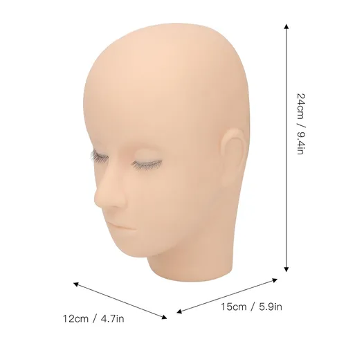 Vista 4 de Cabeza de maniquí de pestañas, cabeza de maniquí de extensión de pestañas, cabeza de práctica de goma de maquillaje de 3 capas, cabeza de muñeca