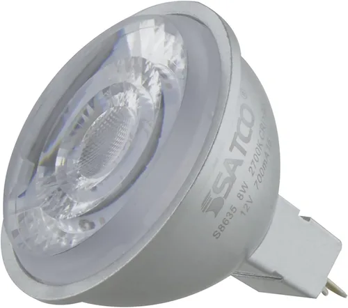 Vista 2 de Satco S8635 - Bombilla LED MR16 de 8 W con respaldo plateado, base GU 5.3, regulable, haz de 15 grados, 2700 K