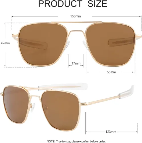 Vista 3 de JOVAKIT Gafas de sol polarizadas de aviador para hombre, estilo retro, estilo militar, lentes de sol piloto, patillas de bayoneta, protección UV400