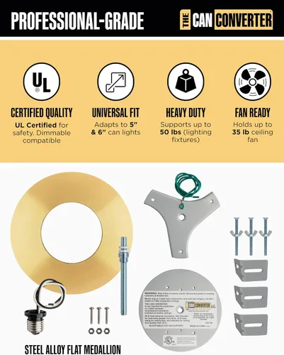 Vista 3 de The Can Converter R56 - Kit de conversión de luz empotrada para lata con medallón de techo plano de 7 pulgadas, mejoras para el hogar para latas
