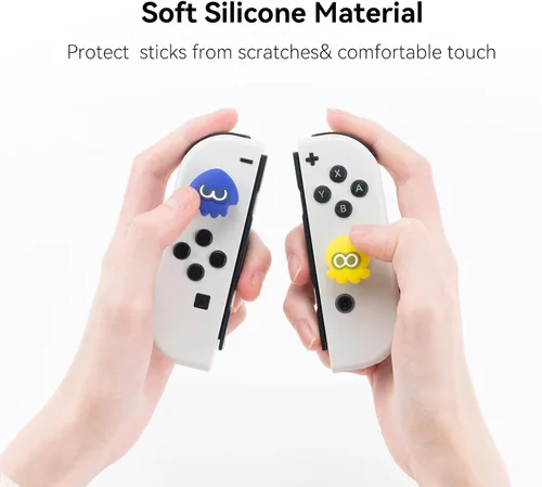 Vista 3 de Yocore Splatoon3 - Tapas de agarre para el pulgar, agarres de silicona suave, tapas analógicas de silicona suave para SwitchOLEDSwitch Lite, 4