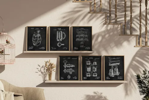 Vista 6 de Regalos de cerveza para decoración de pared para hombres, 6 impresiones artísticas sin marco (8 x 10), fabricante de cerveza artesanal, bebedores