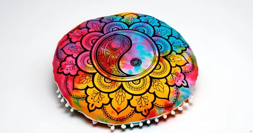 Vista 23 de CRAFT KALA Funda de cojín de 22 pulgadas para meditación, diseño de mandala, funda para puf, asiento redondo, mandala bohemio, de algodón