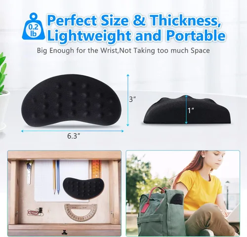 Vista 7 de Gimars Reposamuñecas para mouse, soporte de muñeca Pop It Fidget para aliviar la presión del mouse, almohadilla ergonómica de espuma viscoelástica