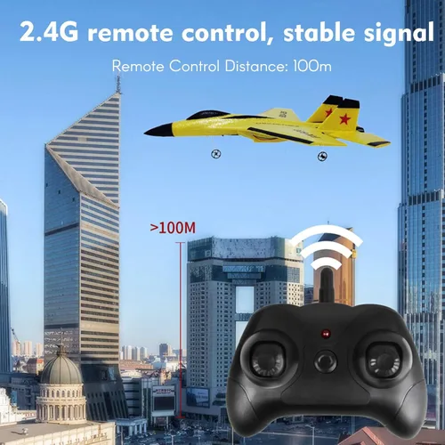 Vista 3 de GoolRC Avión FX620 RC, avión de control remoto de 2.4 GHz, avión RC de 2 canales, modelo de avión EPP planeador RC SU-35 con giroscopio de 3 ejes