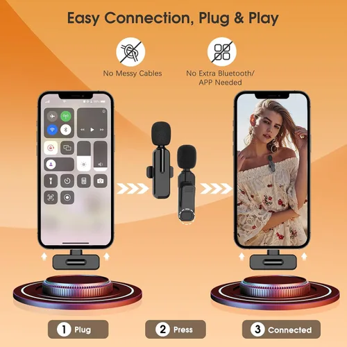 Vista 3 de MAYBESTA Mini micrófono inalámbrico para iPhone iPad - Micrófono de teléfono con solapa Bluetooth Lavalier para grabación de audio y video