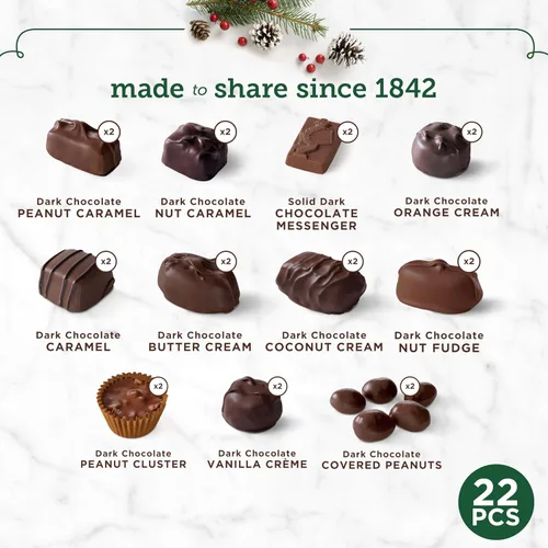Vista 2 de Whitman's Surtido de muestras navideñas de chocolates oscuros, 10 onzas (22 piezas)