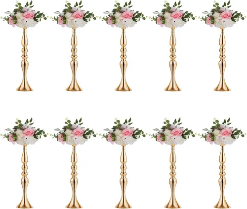 Vista 7 de Nuptio Jarrones para centros de mesa de oro jarrones de mesa de boda para mesas versátiles arreglos de flores de metal para bodas, fiestas y cenas