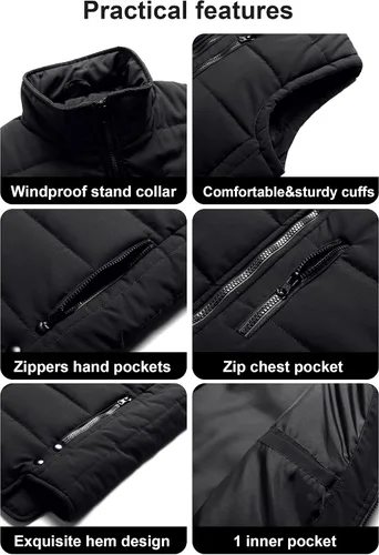 Vista 6 de Chrisuno Chalecos de invierno para mujer, ligeros, acolchados, chaleco utilitario